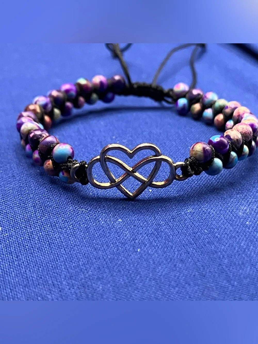 Purple Beaded Heart Infinity Bracelet - YA Jewelry